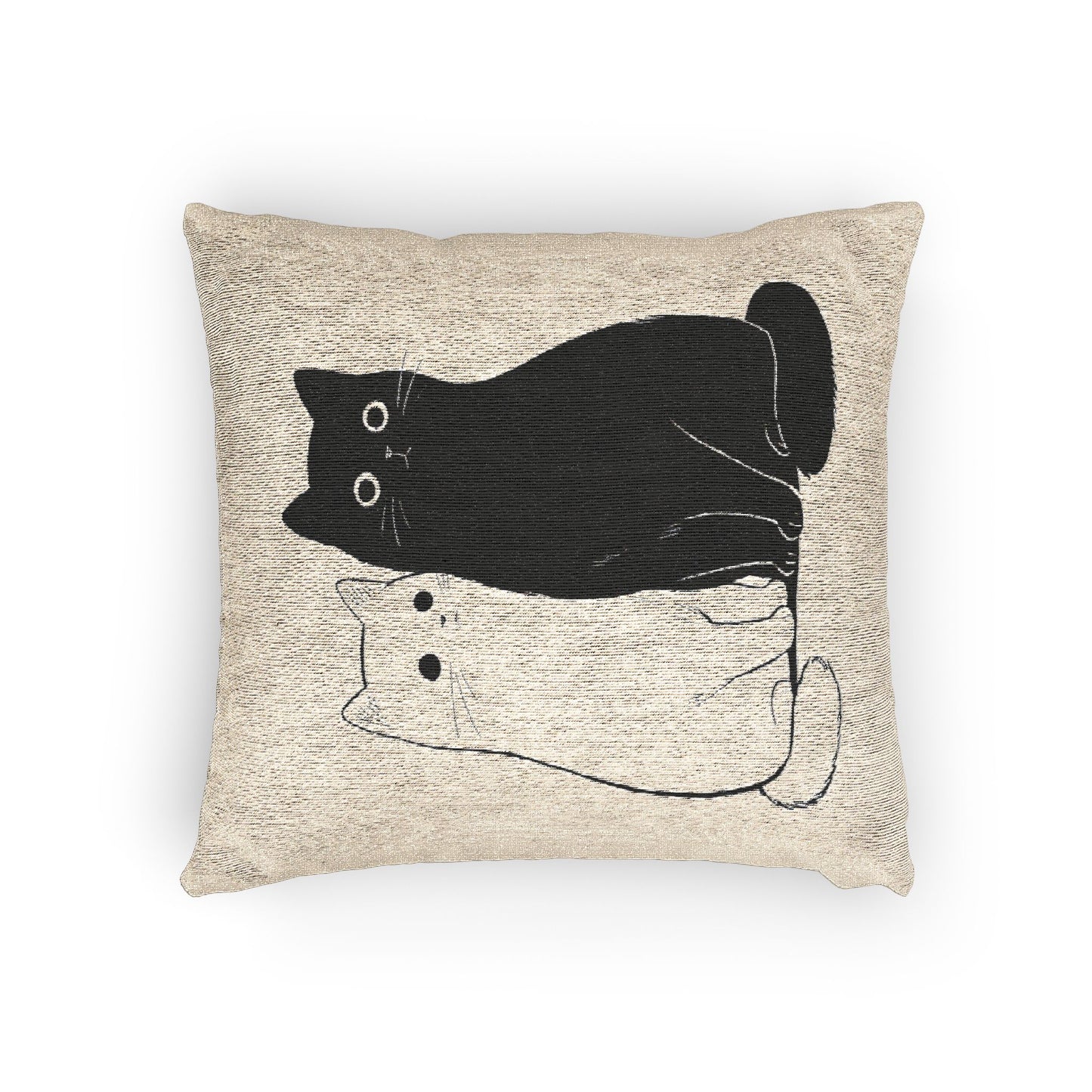 Whimsical Cat Woven Pillow, Cozy Home Decor, Cat Lover Gift, Animal Themed Cushion, Cute Cat Throw Pillow