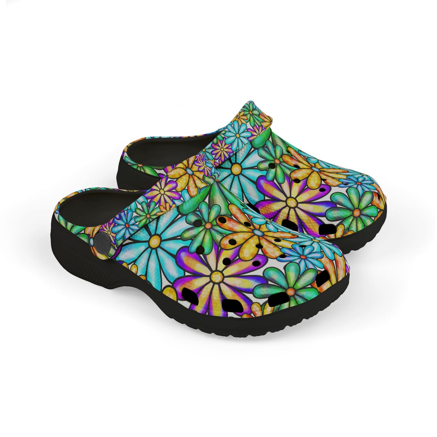 Colorful Floral Kid's EVA Foam Clogs, Fun Summer Shoes, Playful Garden Footwear, Kids' Comfort Sandals, Vibrant Outdoor Footwear