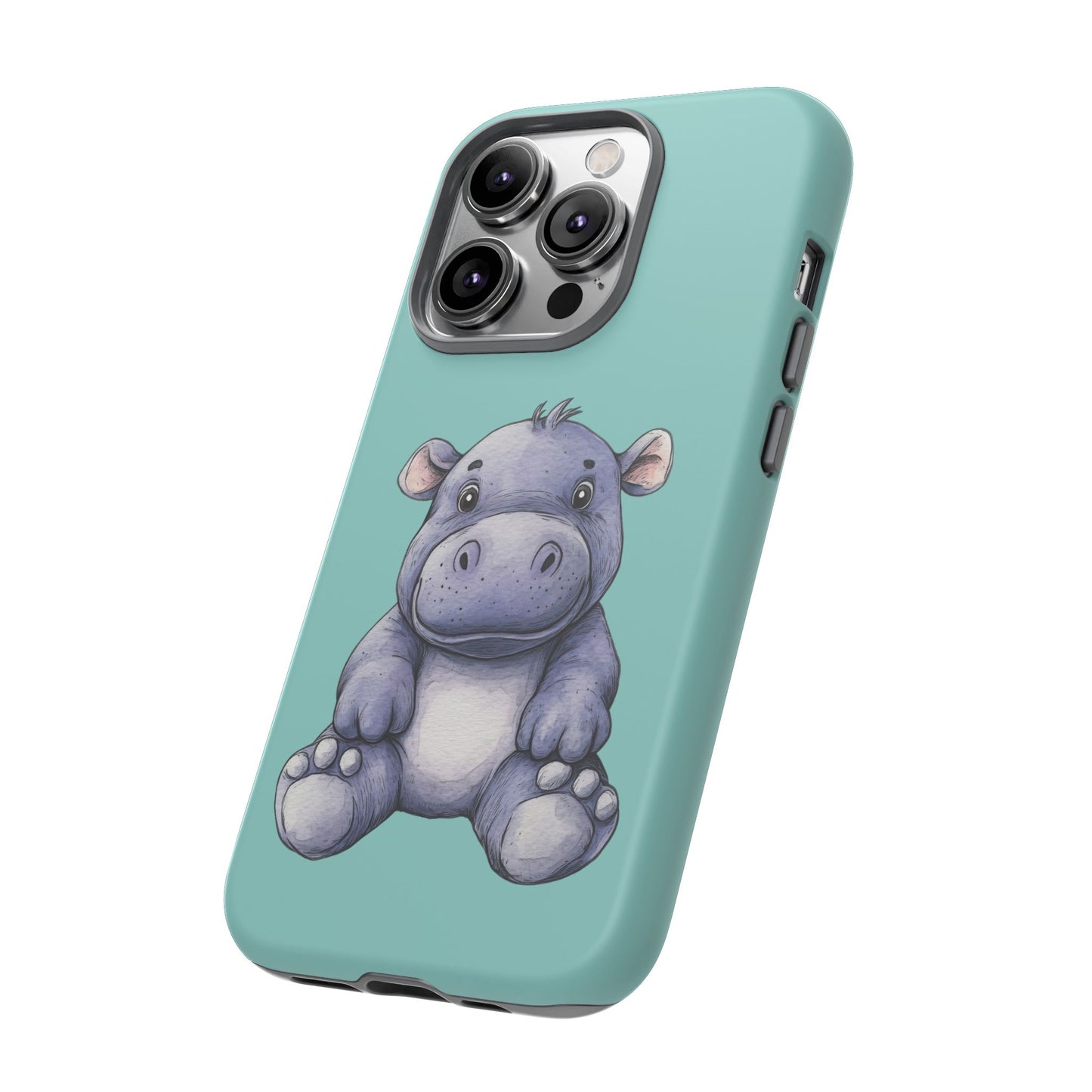 Cute Hippo Phone Case, Tough Phone Cover, Fun Animal Case, Gift for Kids, Cute Decor, Birthday Present