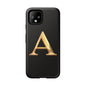 Custom Phone Case with Gold Letter A, Monogrammed Gift, Tough Protective Case, Personalized Phone Accessory, Unique Phone Cover