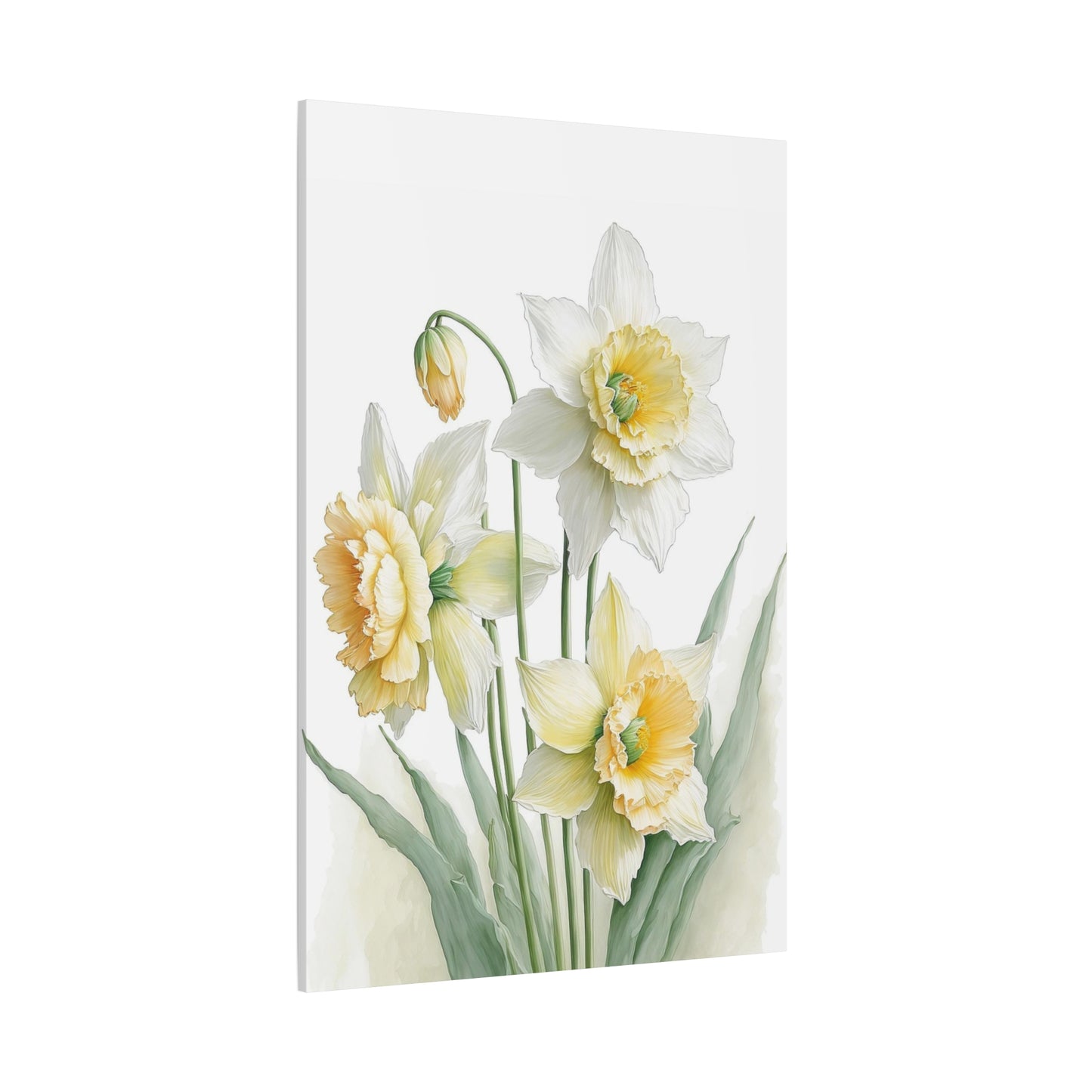 Matte Canvas, Stretched, 1.25" beautiful flowers white and yellow.