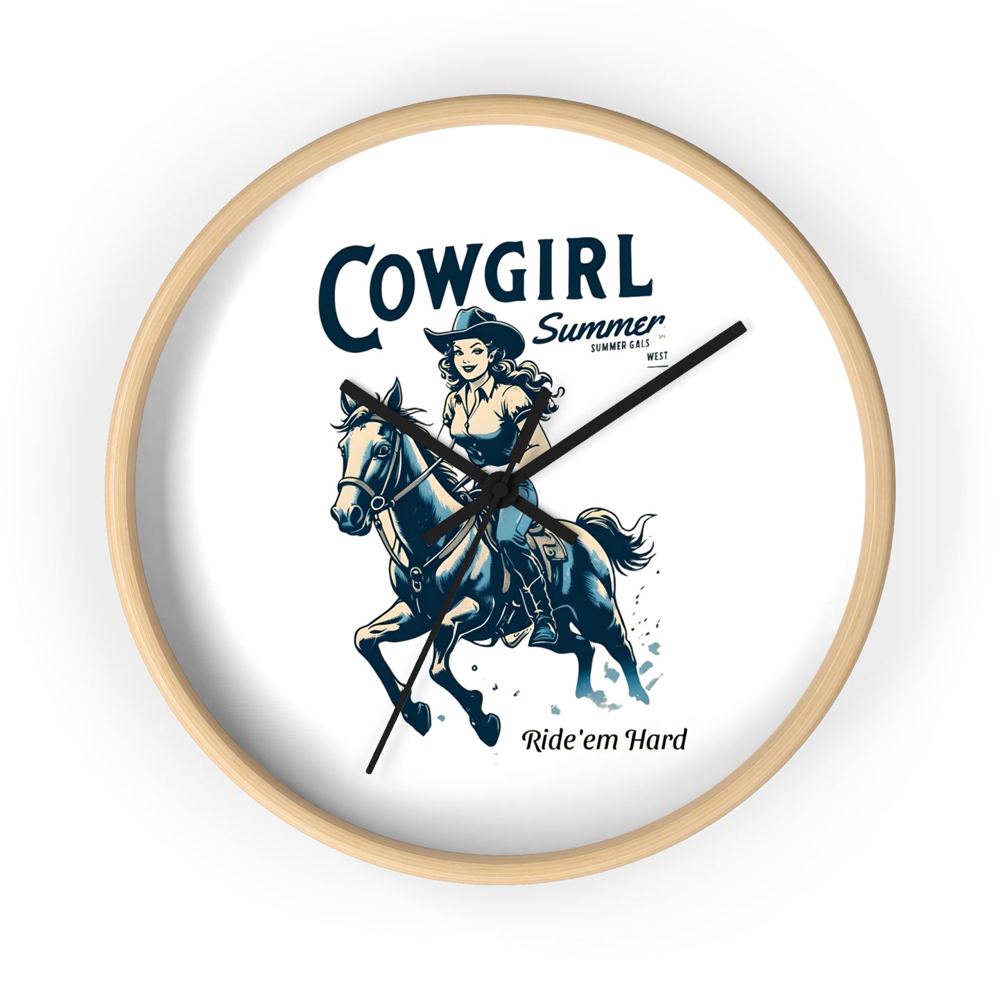 Cowgirl Summer Wall Clock Western Decor, Rustic Home, Rodeo Theme