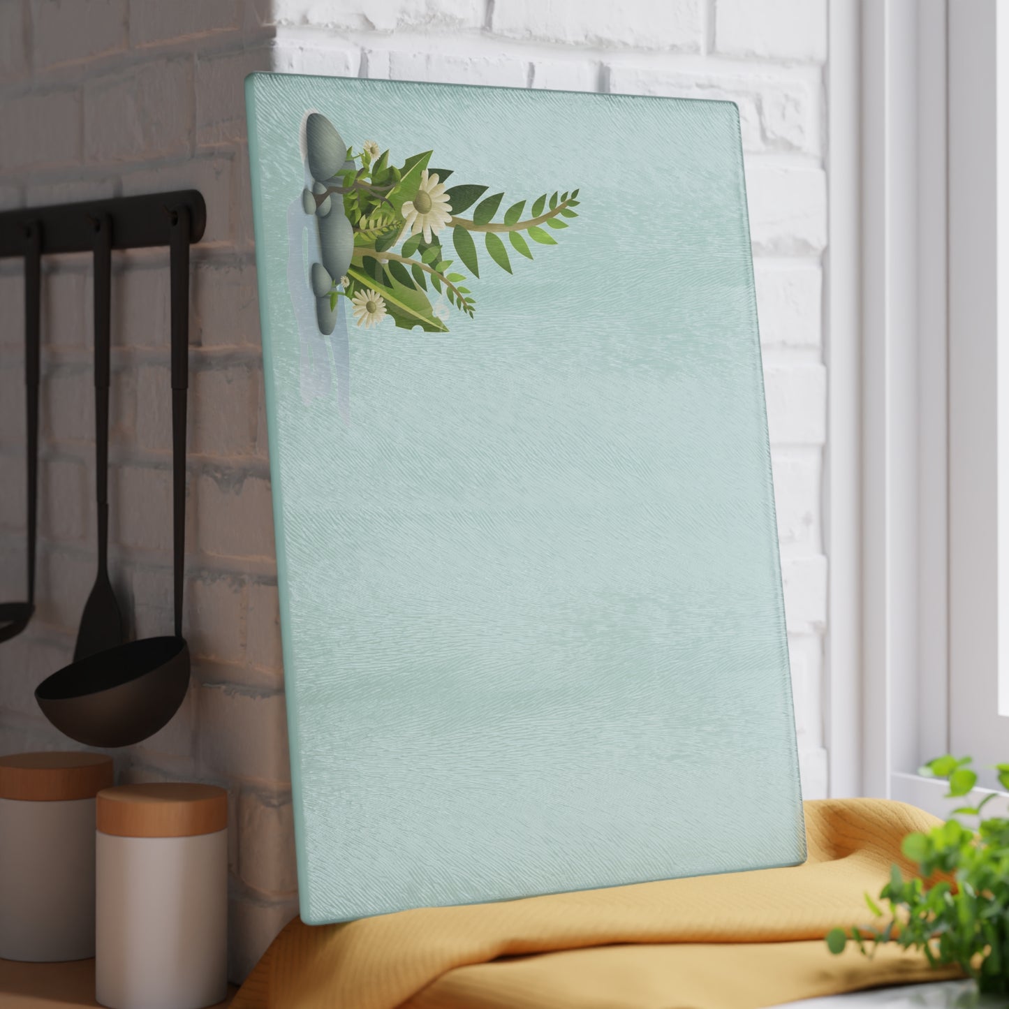 Floral Glass Cutting Board, Kitchen Decor, Gift for Chefs, Housewarming, Food Prep Board, Elegant Serving Tray