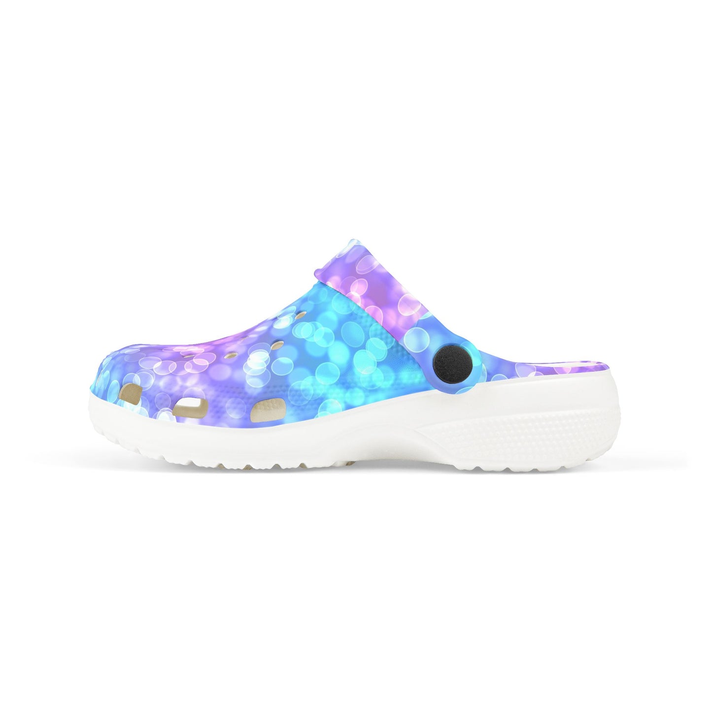 Kids Purple Blue Bokeh Foam Clogs — Comfort EVA Slip-Ons