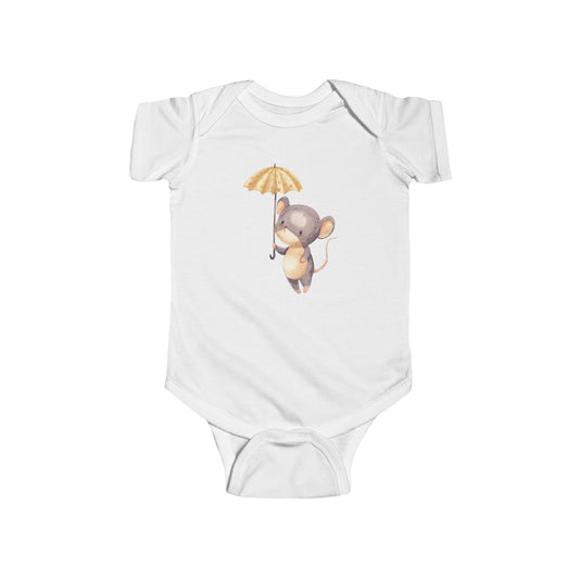 Cute Baby Bodysuit with Adorable Mouse and Umbrella Design, Infant Outfit, Baby Shower Gift, Newborn Clothes, Cute Baby Gift