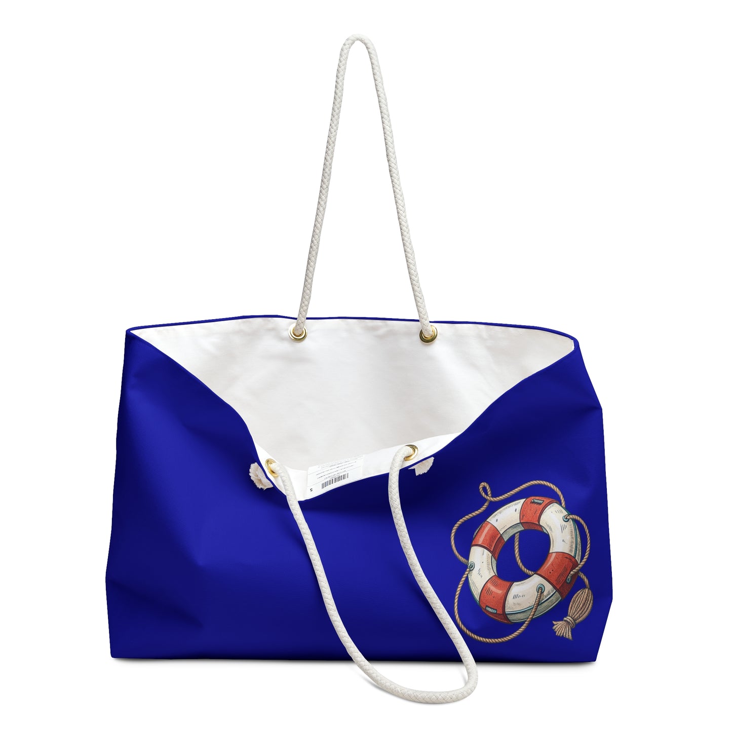 Nautical Weekend Getaway Bag, Beach Travel Tote, Stylish Gym Bag, Vacation Carry-All, Personalized Lifebuoy Design
