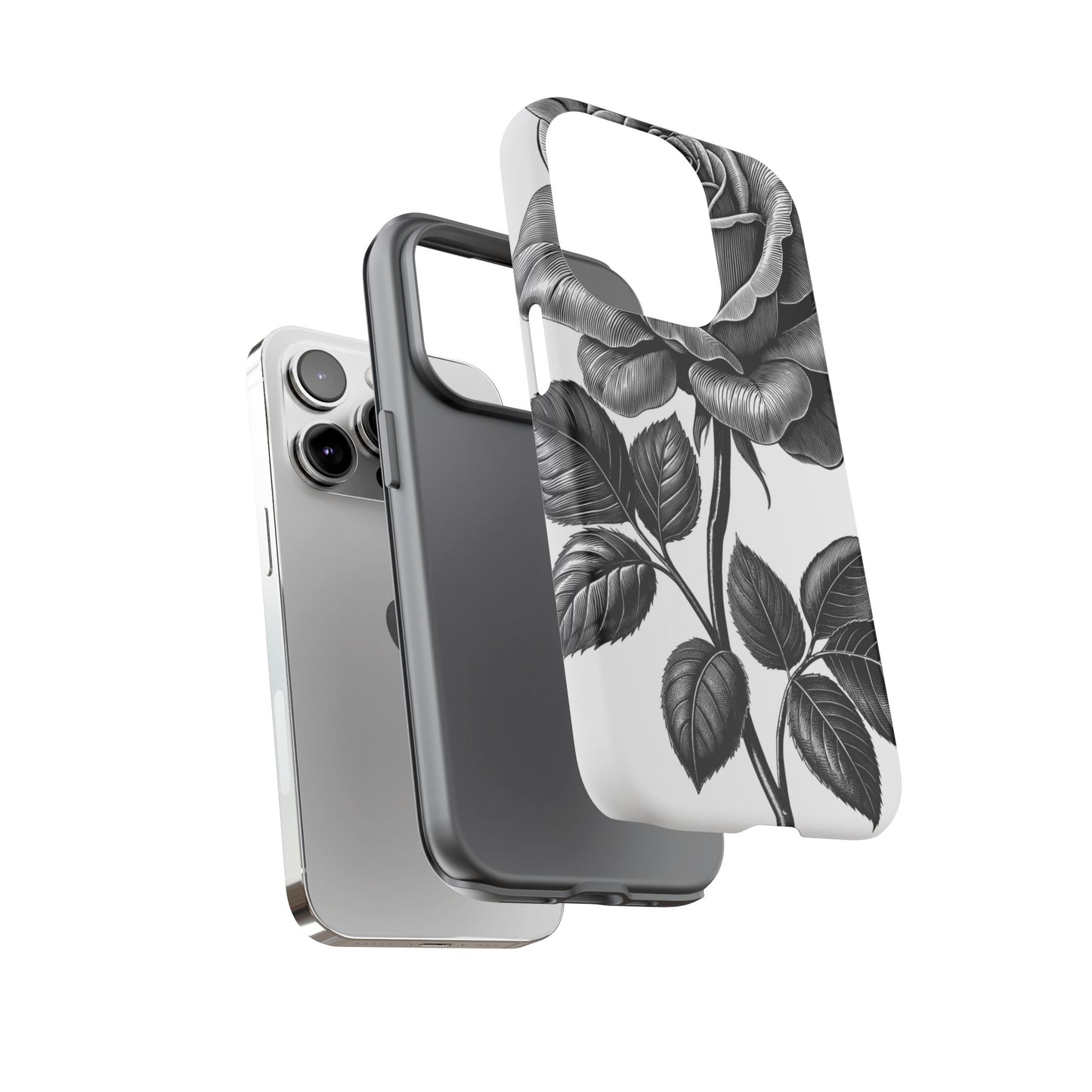 Elegant Floral Phone Case - Tough Cases, Black Rose Design, Floral Phone Cover, Stylish Phone Accessory, Gift for Her, Mother's Day