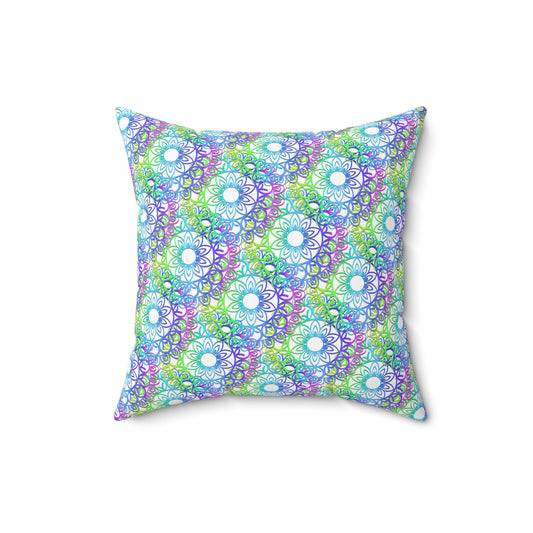 Vibrant Floral Square Pillow, Home Decor, Gift Idea, Couch Cushion, Bohemian Style, Colorful Throw Pillow