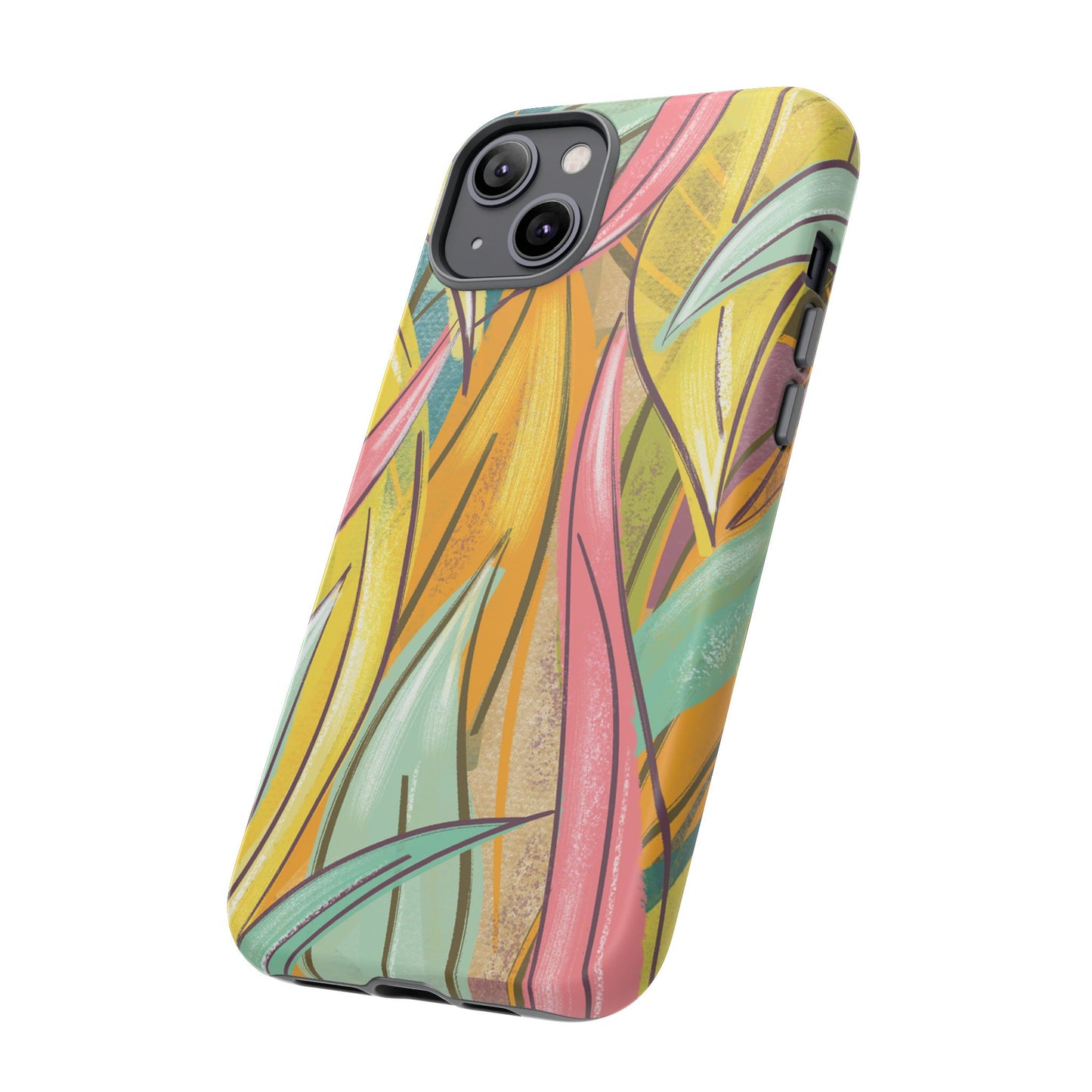 Vibrant Phone Case with Colorful Leaf Design, Tough Cases for Nature Lovers, Eco-Friendly Gift, Summer Vibes, Floral Phone Cover