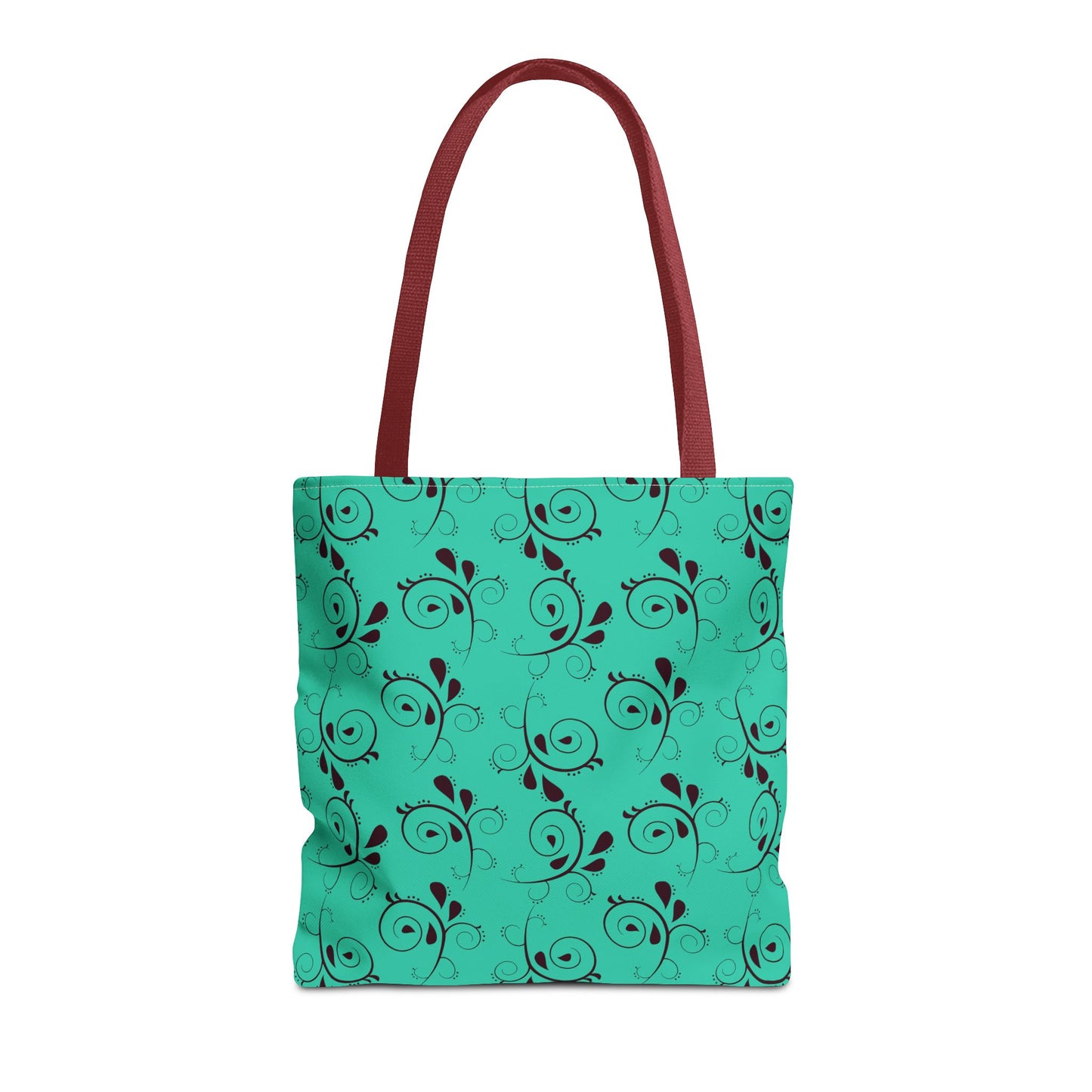 Turquoise Floral Swirl Tote Bag – All-Over Print Stylish Shopping Bag