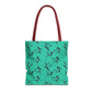 Turquoise Floral Swirl Tote Bag – All-Over Print Stylish Shopping Bag