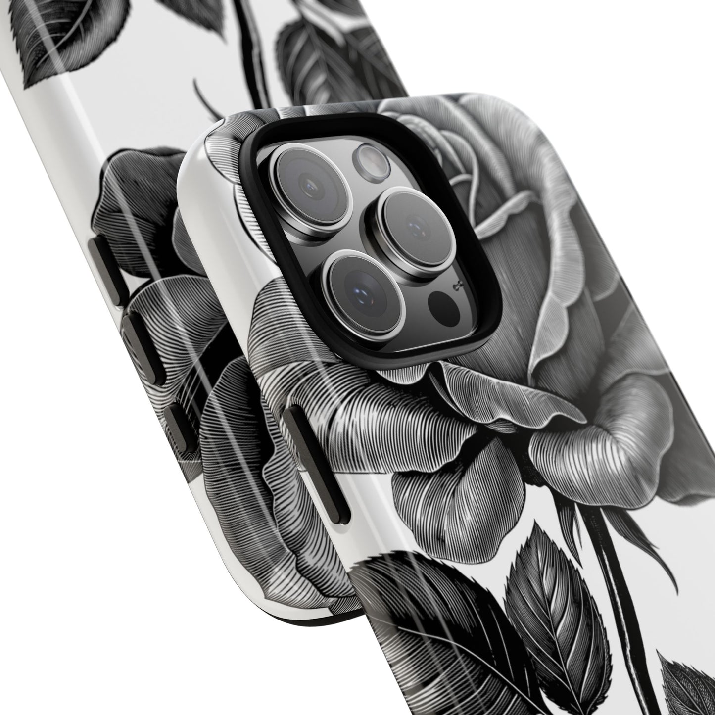 Elegant Floral Phone Case - Tough Cases, Black Rose Design, Floral Phone Cover, Stylish Phone Accessory, Gift for Her, Mother's Day