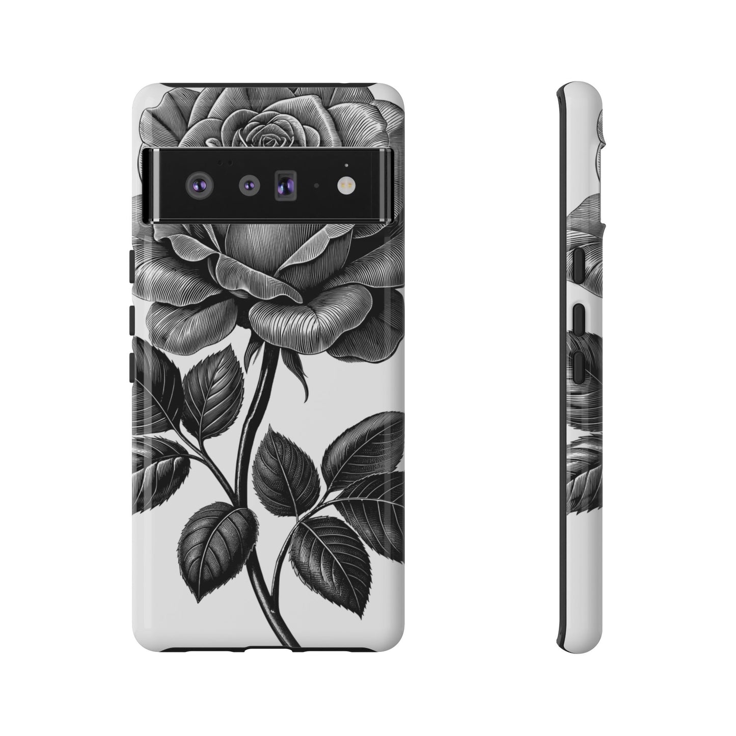 Elegant Floral Phone Case - Tough Cases, Black Rose Design, Floral Phone Cover, Stylish Phone Accessory, Gift for Her, Mother's Day