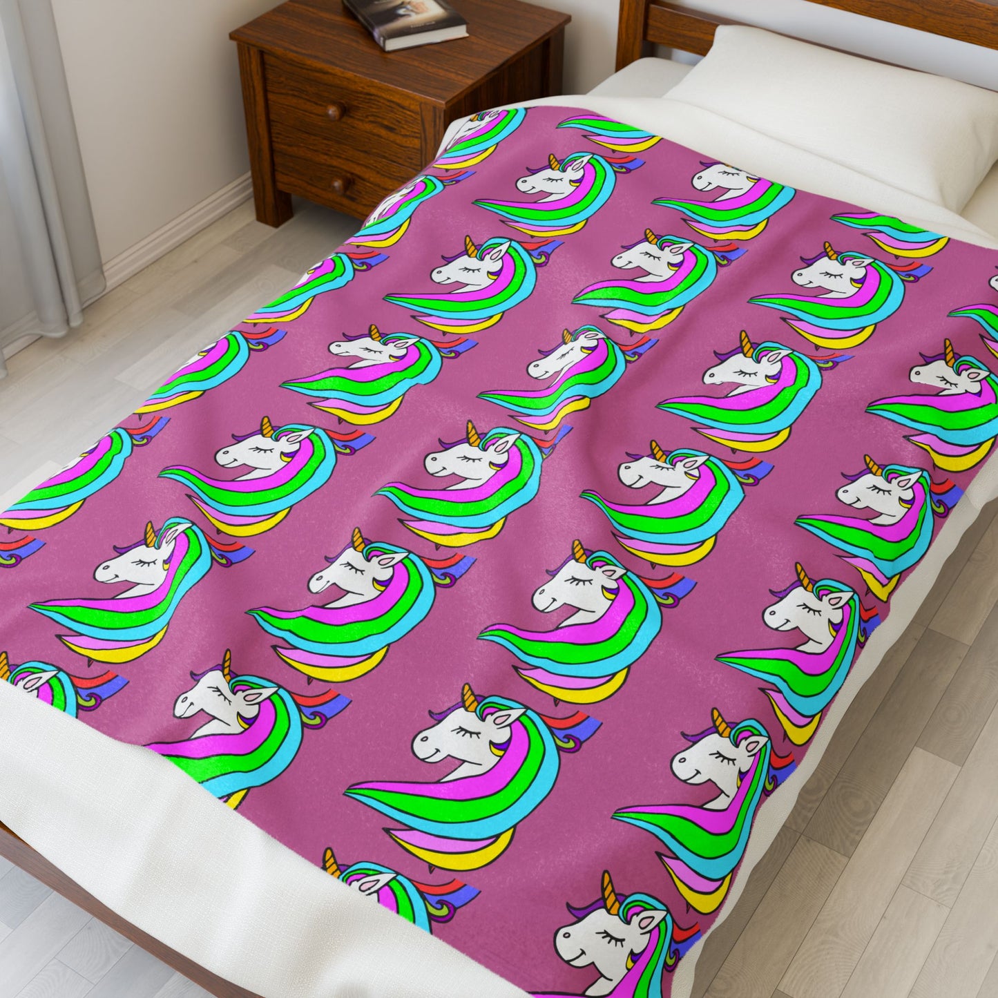 Whimsical Unicorn Plush Blanket, Cozy Throw for Kids, Birthday Gift, Nursery Decor, Unicorn Lovers, Playroom Accessory