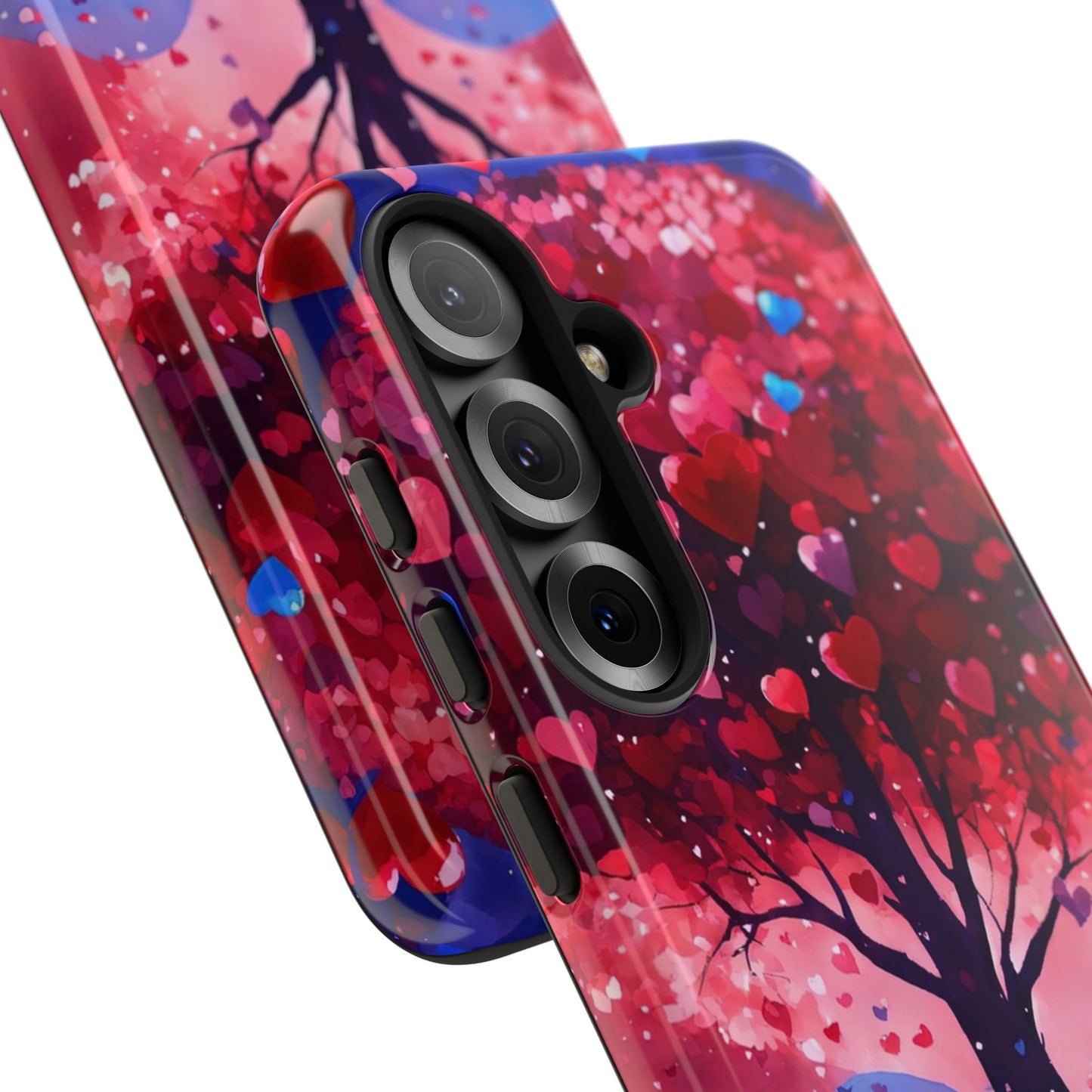 Heart Tree Phone Case — Romantic Red & Blue Protective Tough Case