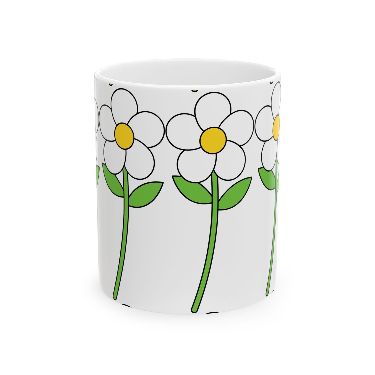 Flower Power Ceramic Mug - 11oz & 15oz, Floral Coffee Cup, Gift for Garden Lovers, Cute Tea Mug for Her, Spring Decor Mug