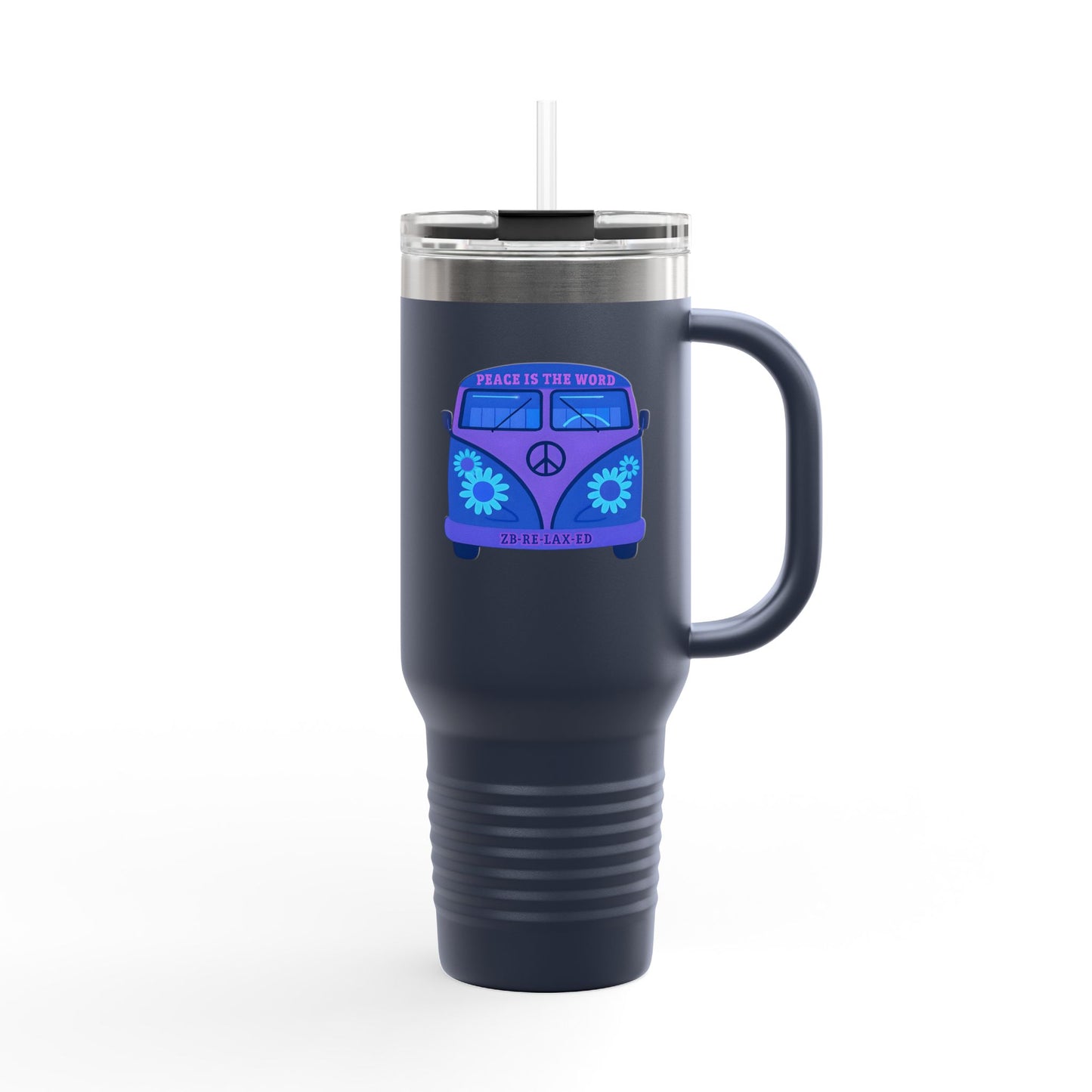 Peaceful Vibes Insulated Travel Mug | 40oz Cooler, Eco-Friendly Drinkware, Unique Gift for Travelers, Road Trip Essential, Custom Cup
