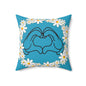 Heart Hands Floral Throw Pillow