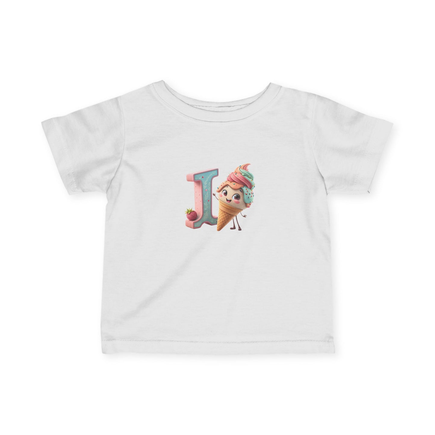 Cute Ice Cream Initial Infant Tee, Baby Shirt, Toddler Clothing, Summer Outfit, Personalized Gift, Kids Apparel