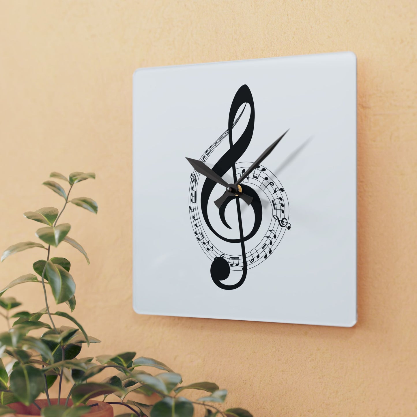 Musical Note Acrylic Wall Clock, Modern Home Decor, Gift for Music Lovers