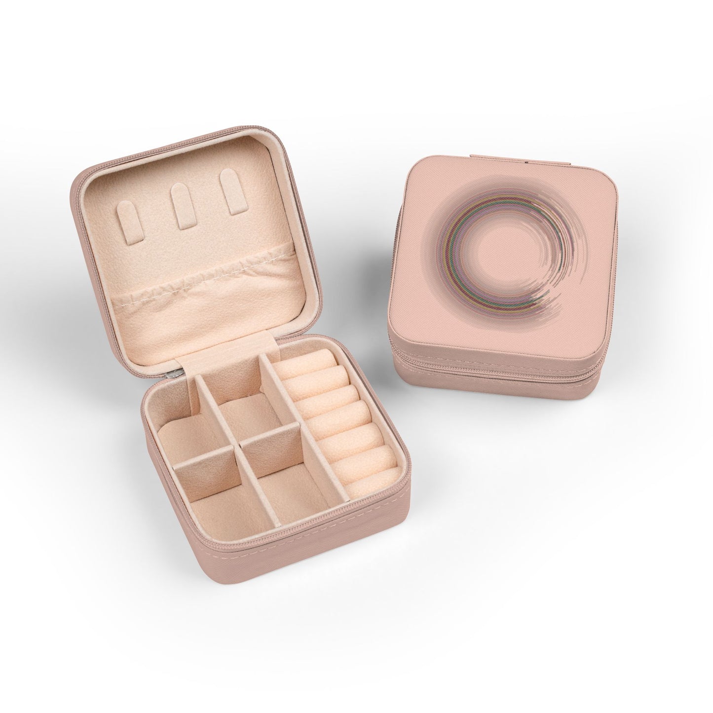 Compact Travel Jewelry Case – Portable Organizer for Rings, Earrings & Necklaces (Blush)