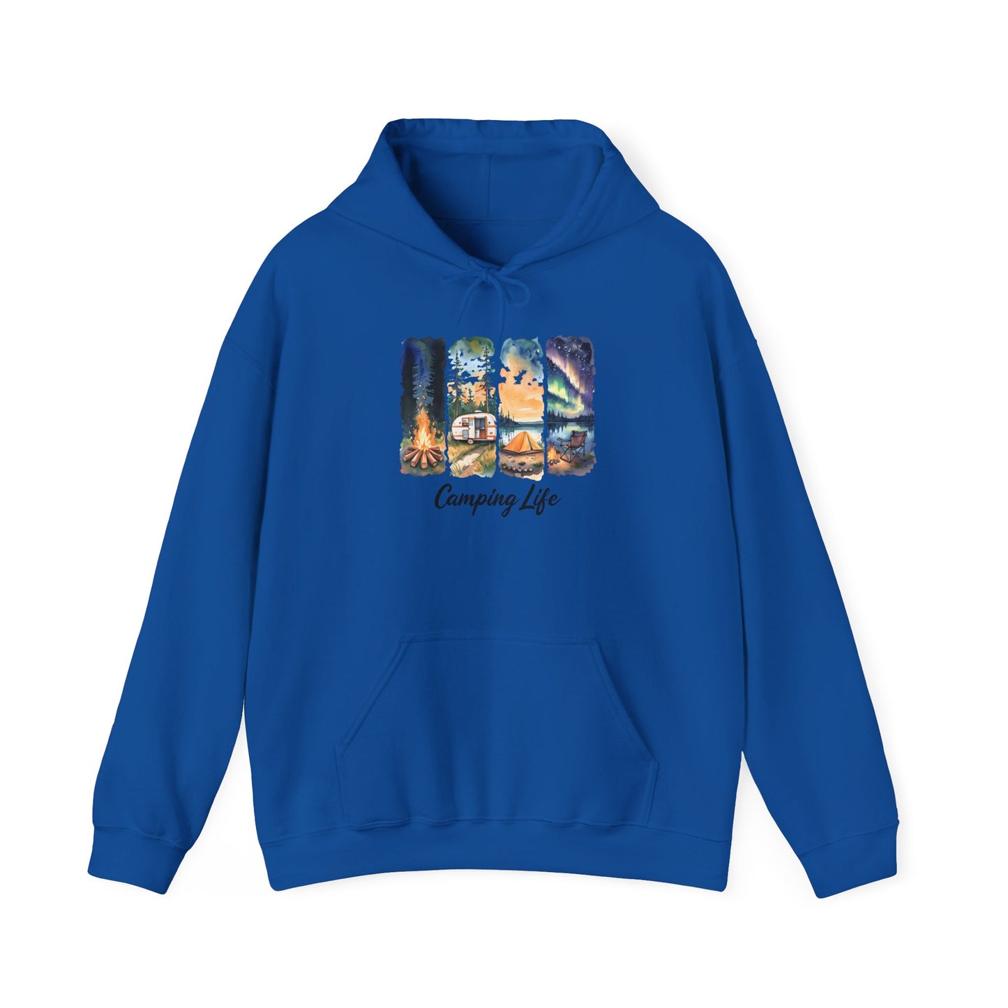 Camping Life Hoodie – Outdoor Illustrated Campsite Scenes
