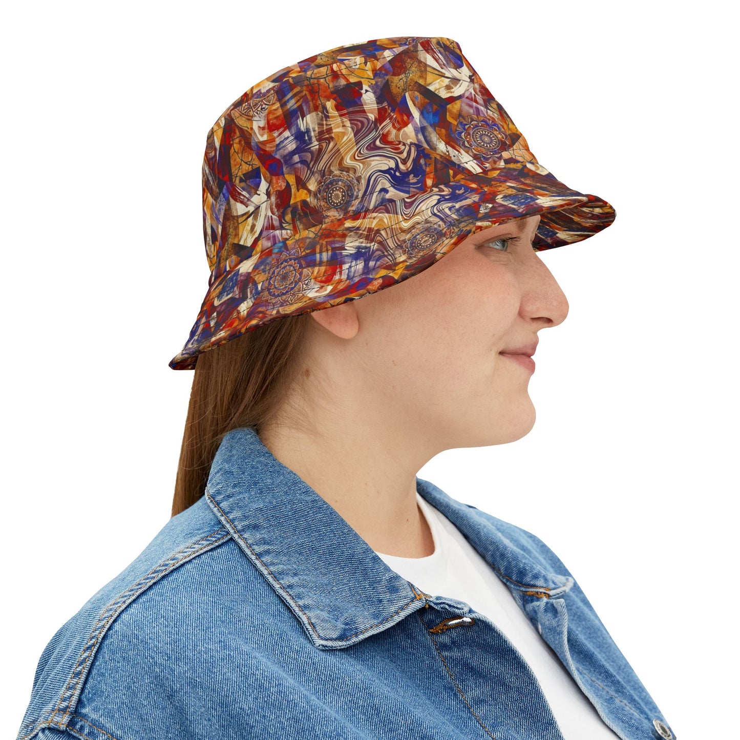 Abstract Swirl Bucket Hat — Colorful Psychedelic All-Over-Print