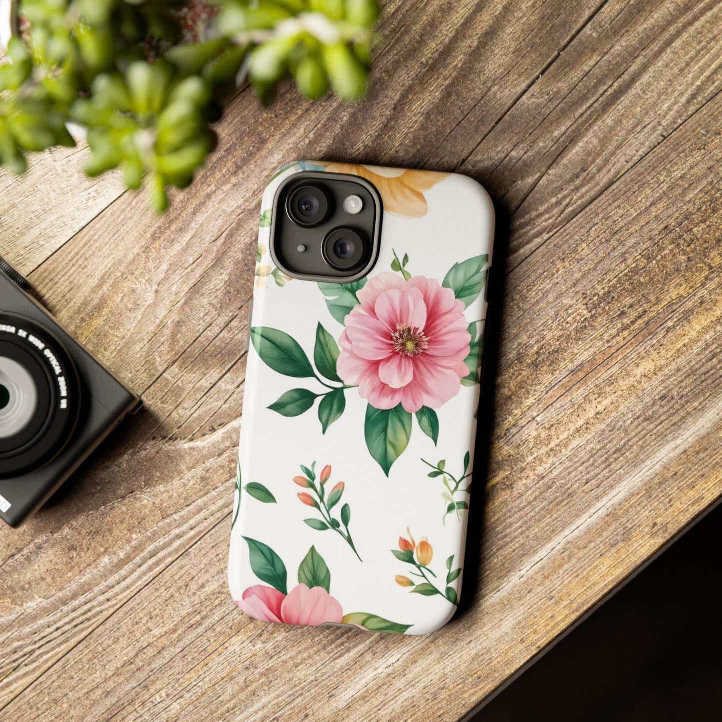 Floral Tough Phone Case — Pink Peony Protective Phone Cover
