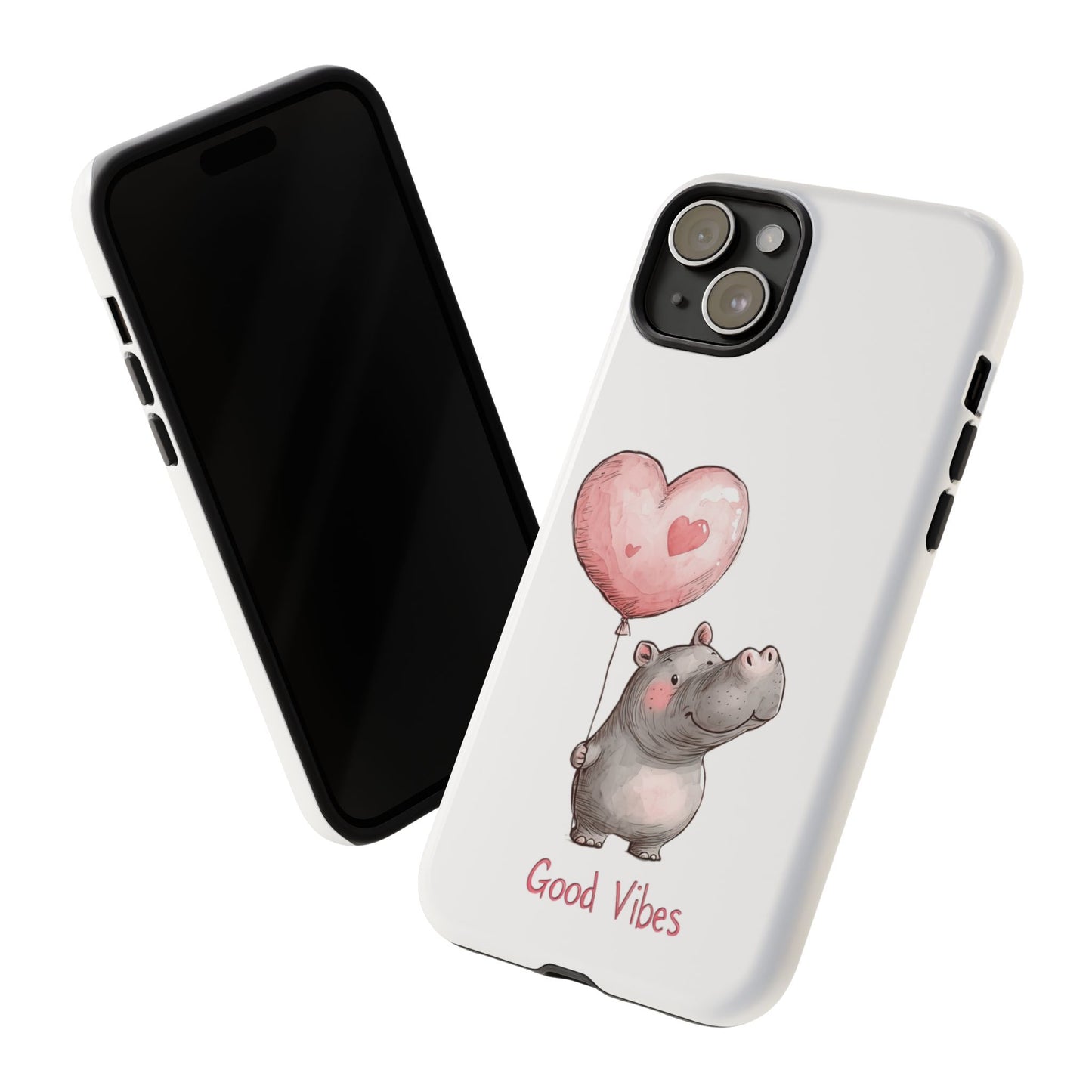 Cute Hippo Phone Case - Good Vibes Design, Animal Lover Gift, Fun Accessory, Birthday Present, Phone Accessories