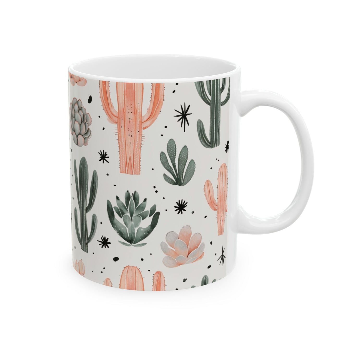 Cactus & Succulent Ceramic Mug — Pastel Desert Plant Coffee Cup (11oz, 15oz)