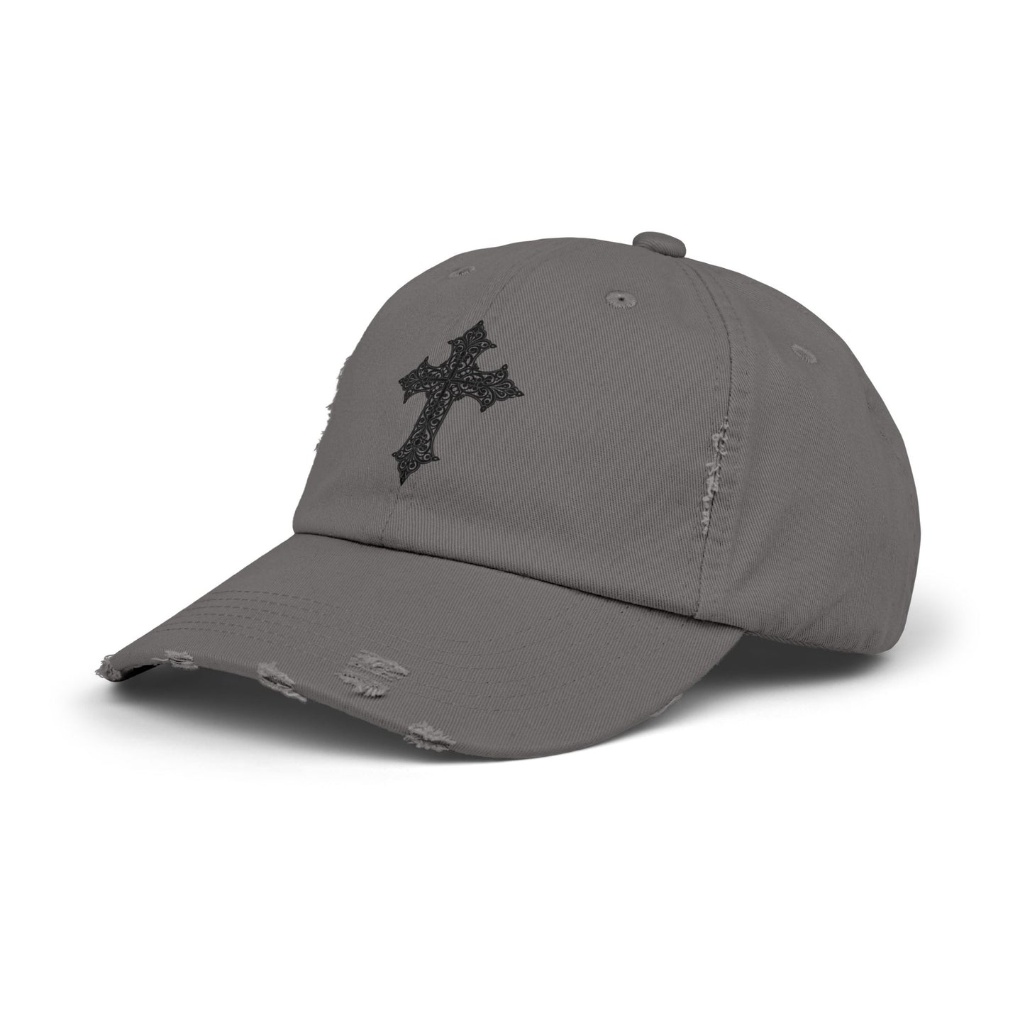 Cool Distressed Cap for Trendy Looks, Vintage Hat, Adjustable Cap, Cross Design, Casual Accessories