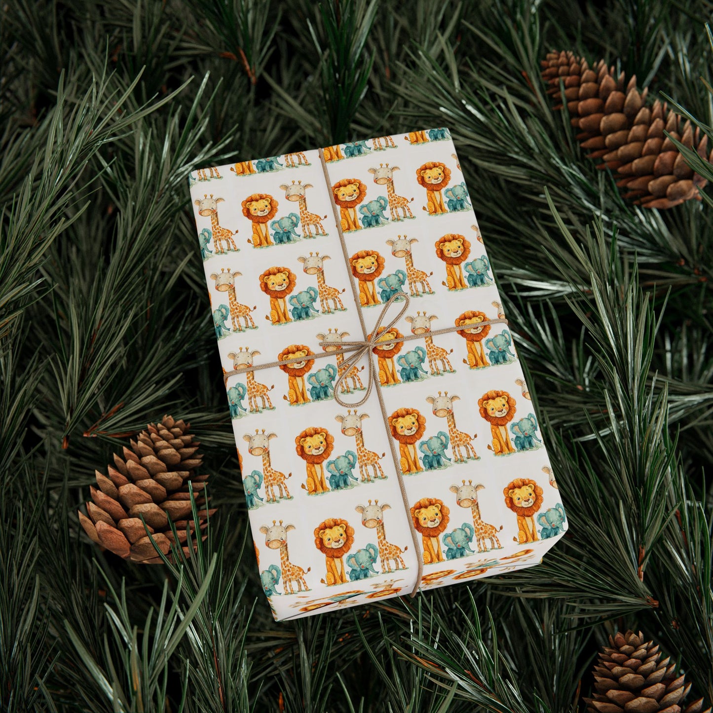 Lion Pattern Gift Wrapping Paper Roll — Whimsical Safari Kids Birthday Wrap