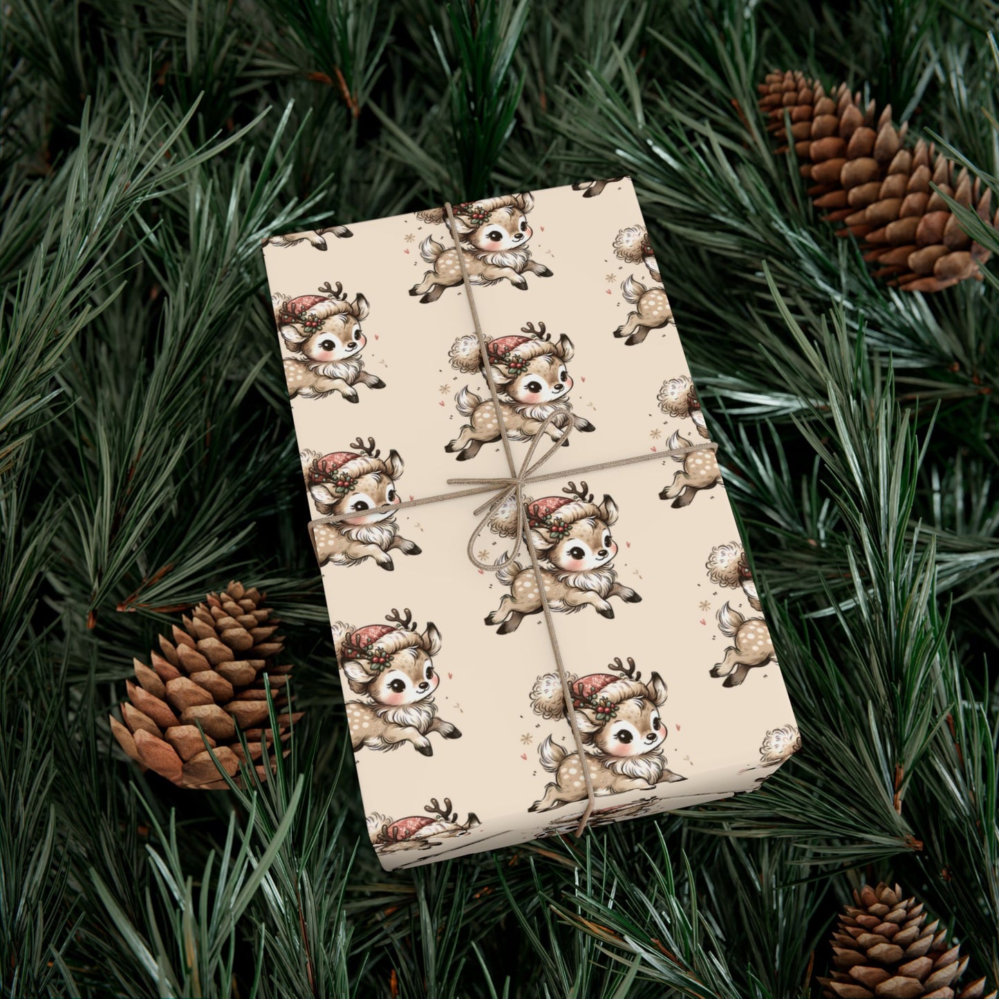 Gift Wrap Paper — Cute Retro Teddy Bear Pattern (Neutral Beige)