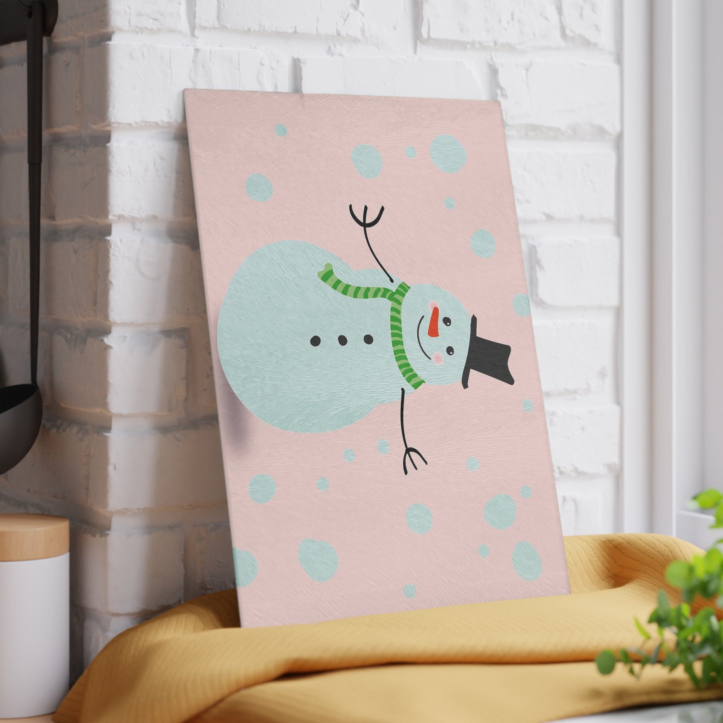 Festive Snowman Glass Cutting Board | Kitchen Decor, Holiday Gift, Winter Cooking, Unique Gift Idea, Home Essentials