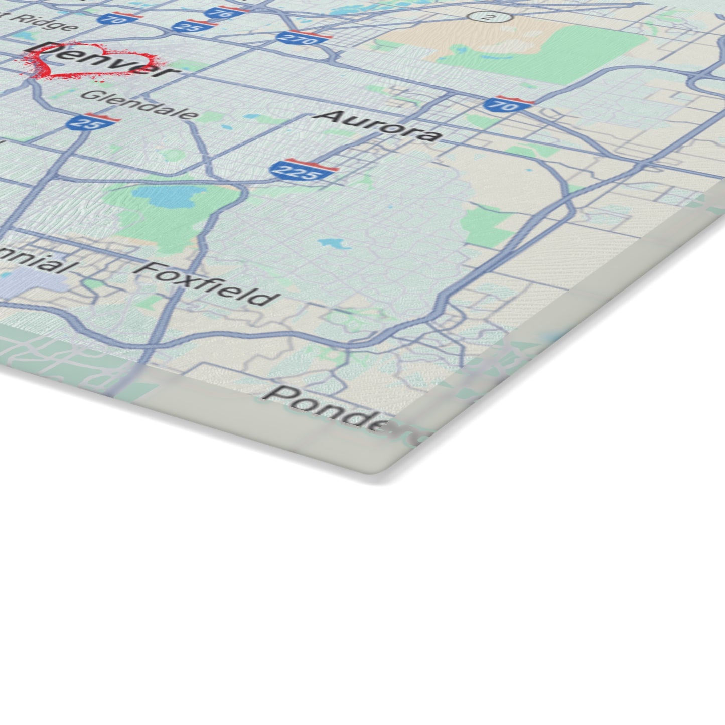 Personalized Denver Map Glass Cutting Board, Kitchen Decor, Housewarming Gift, Wedding Gift, Unique Gift for Chefs, Culinary Lover