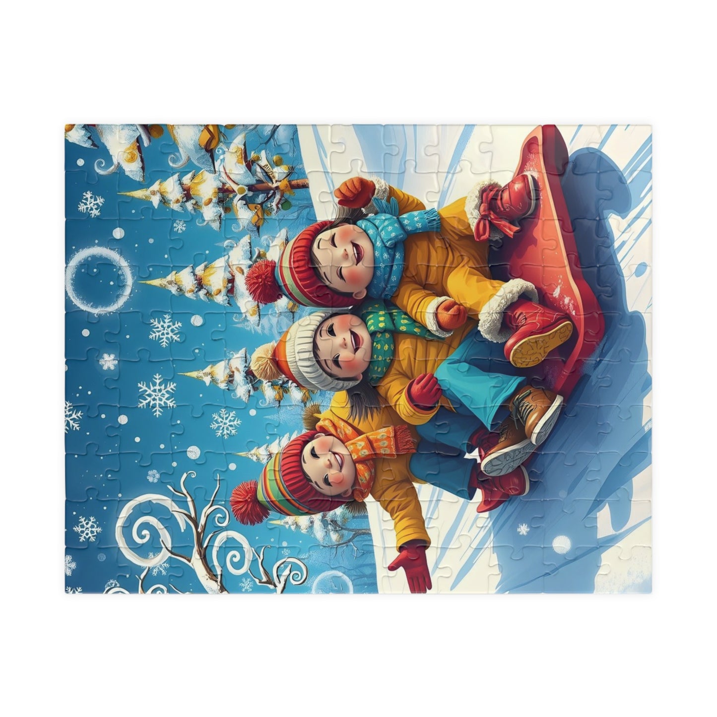 Kids Sledding Winter Scene Jigsaw Puzzle — Holiday Family Fun (110–1014 pcs)