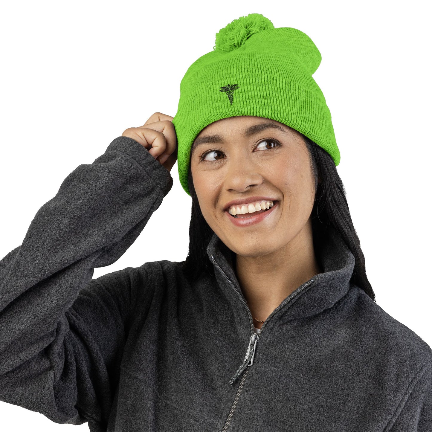 Cozy Pom-Pom Knit Cap, Winter Beanie, Embroidered Hat, Gift for Him/Her, Stylish Knitwear, Cold Weather Accessory