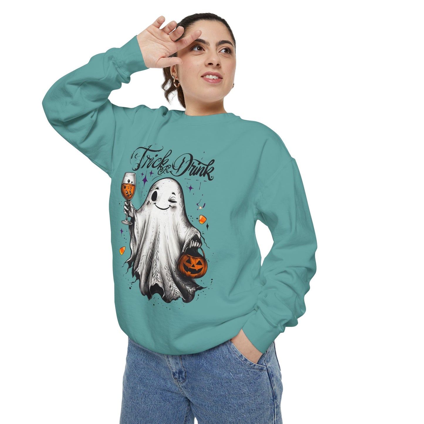 Spooky Ghost Sweatshirt | Trick or Treat Apparel, Halloween Gift, Cozy Unisex Top, Fall Fashion, Casual Wear