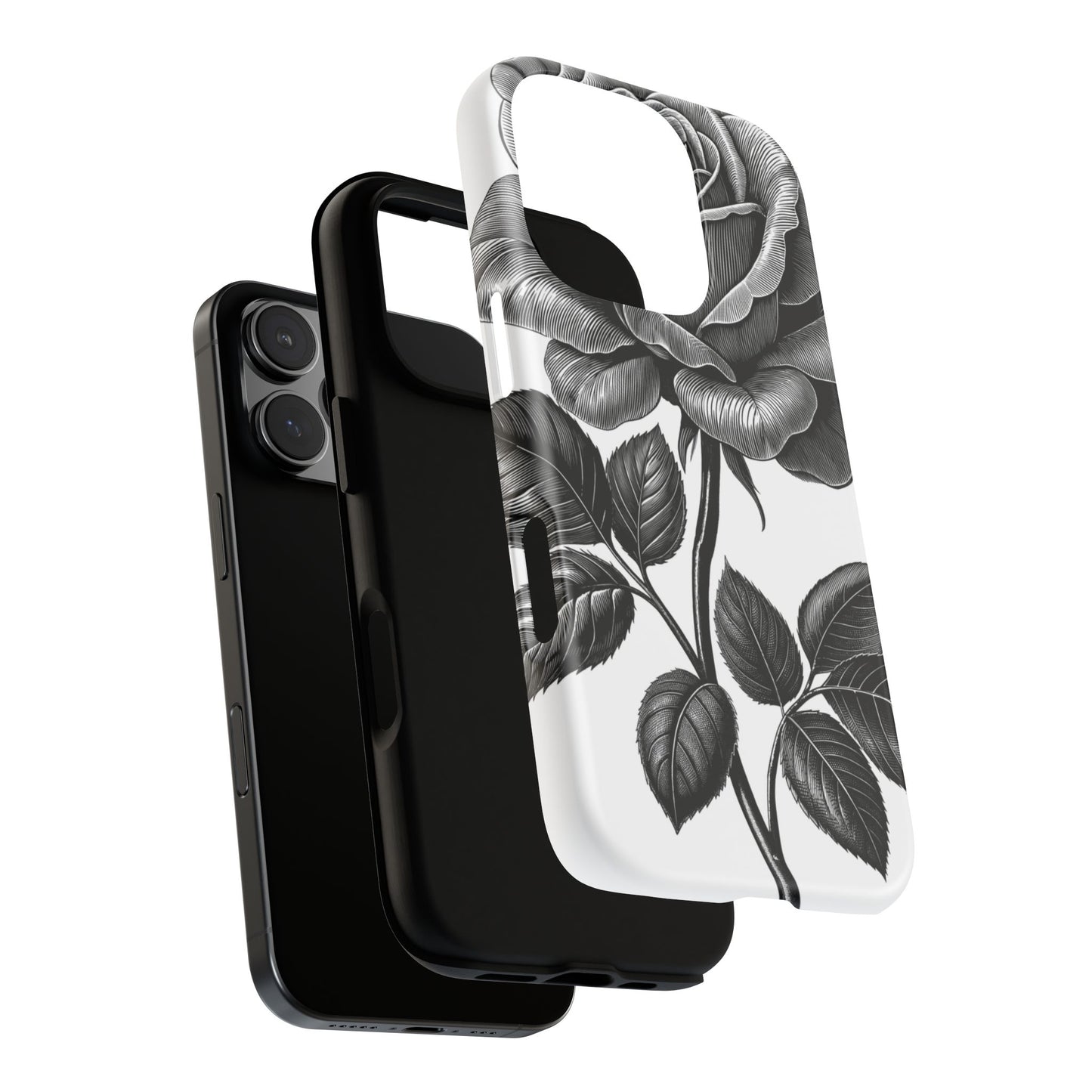 Elegant Floral Phone Case - Tough Cases, Black Rose Design, Floral Phone Cover, Stylish Phone Accessory, Gift for Her, Mother's Day