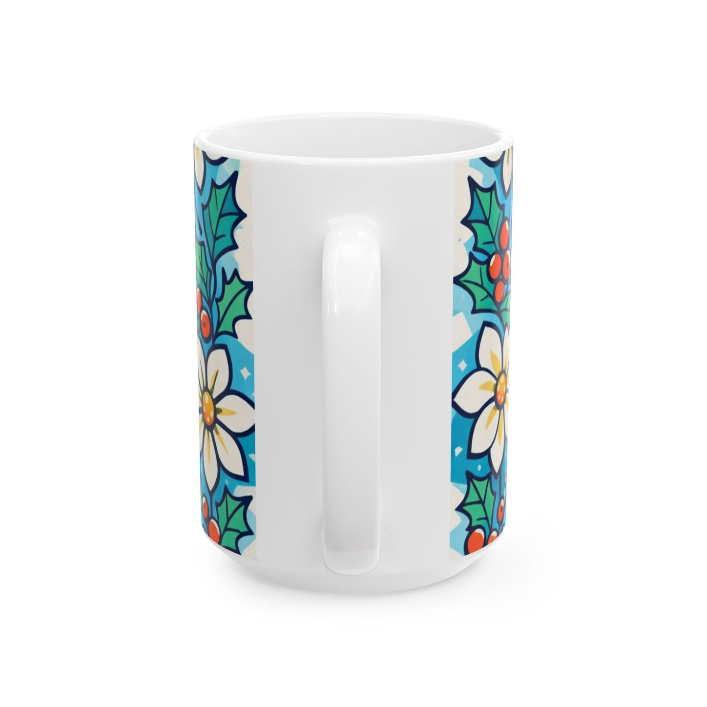 Thank You Very Much Floral Holiday Mug — Festive Poinsettia Ceramic Coffee Cup (11oz/15oz)