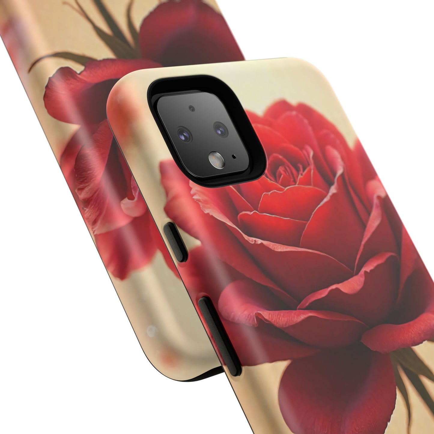Floral Phone Case with Red Rose Design, Tough Phone Cover, Flower Print, Gift for Her, Stylish Accessory, Floral Aesthetic