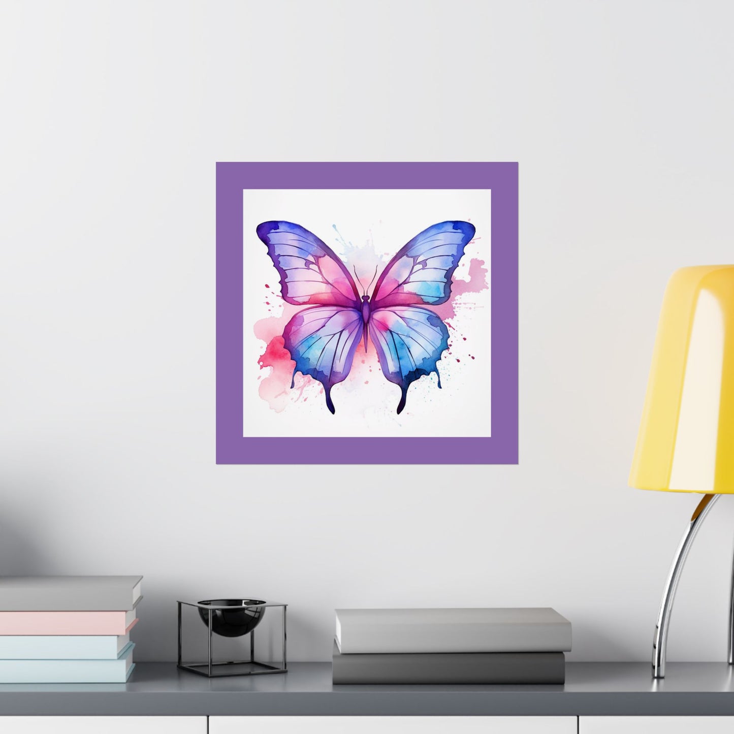 Butterfly Watercolor Matte Poster — Purple Vertical Art Print
