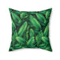 Tropical Leaf Pillow, Green Botanical Cushion, Home Decor, Boho Accent, Gift for Nature Lovers, Living Room Soft Furnishings