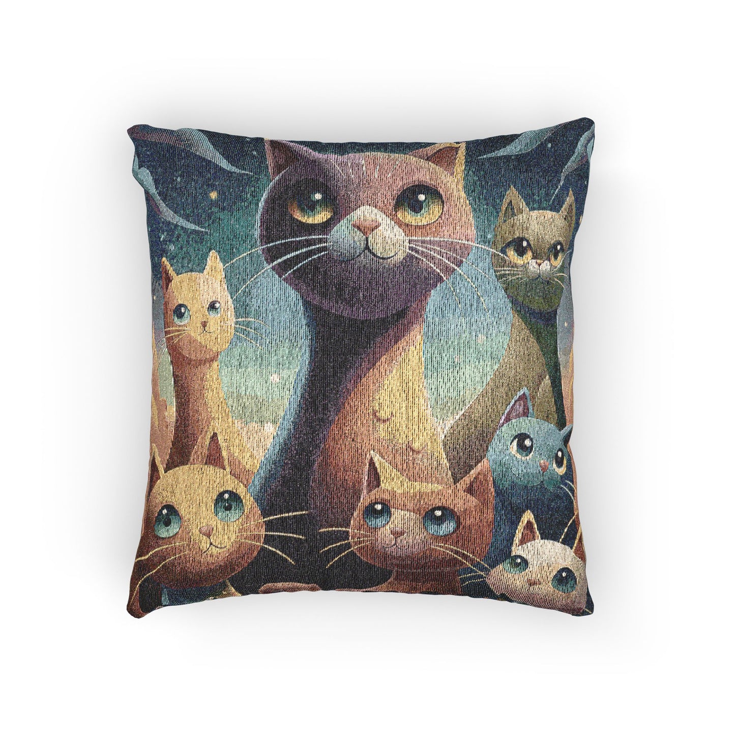 Whimsical Cat Woven Pillow - Cozy Cat Lover's Decor, Gift for Pet Owners, Home Accents, Unique Living Room Decor, Cat Themed Gift