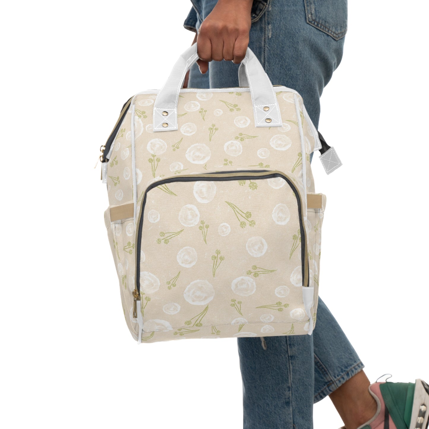 Stylish Floral Diaper Backpack - Modern Baby Bag, Functional Maternity Gift, Trendy Baby Shower Accessory, Travel-Friendly Diaper Bag, [...]