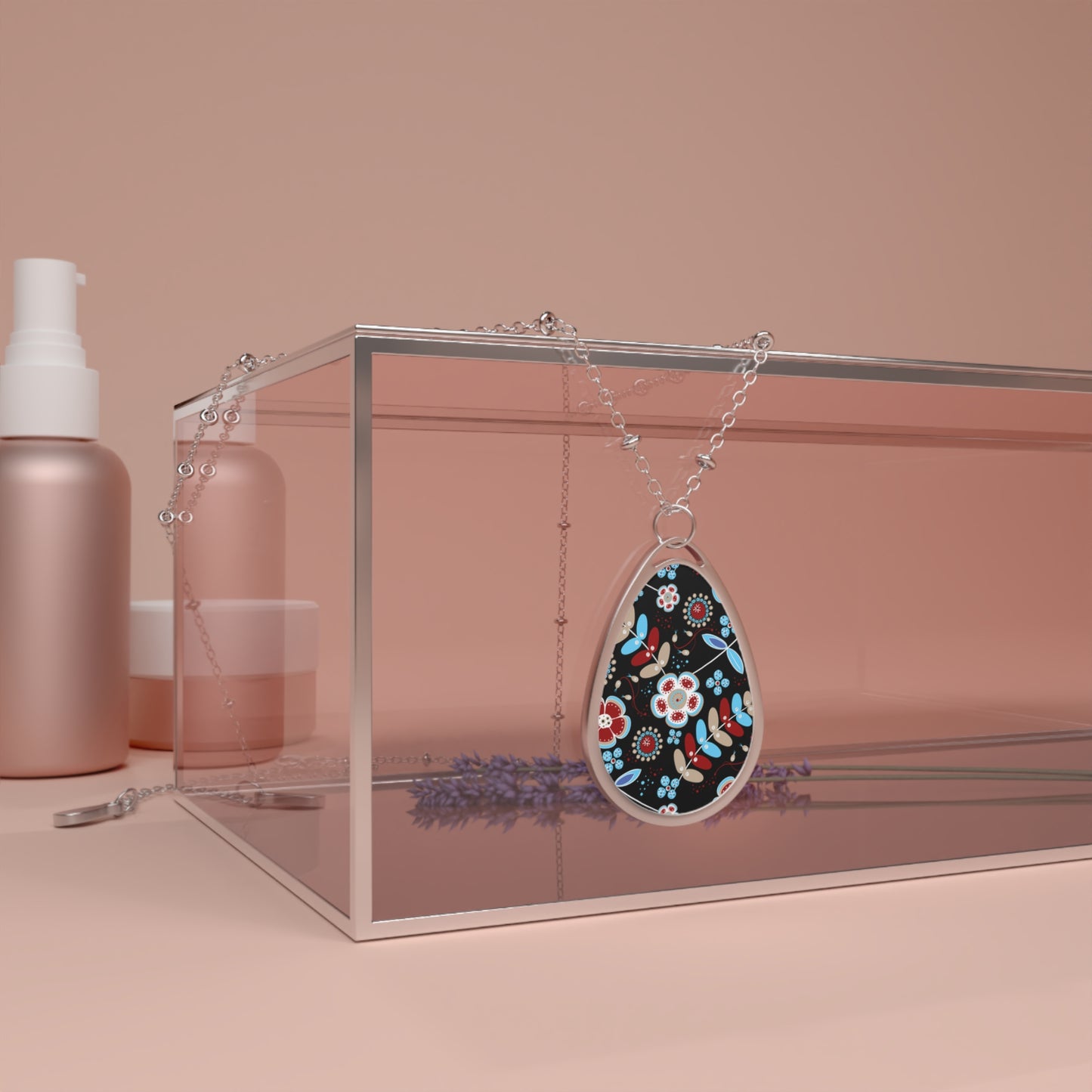 Bohemian Floral Oval Necklace, Nature-Inspired Jewelry, Gifts for Her, Everyday Wear, Stylish Accessories, Unique Statement Piece