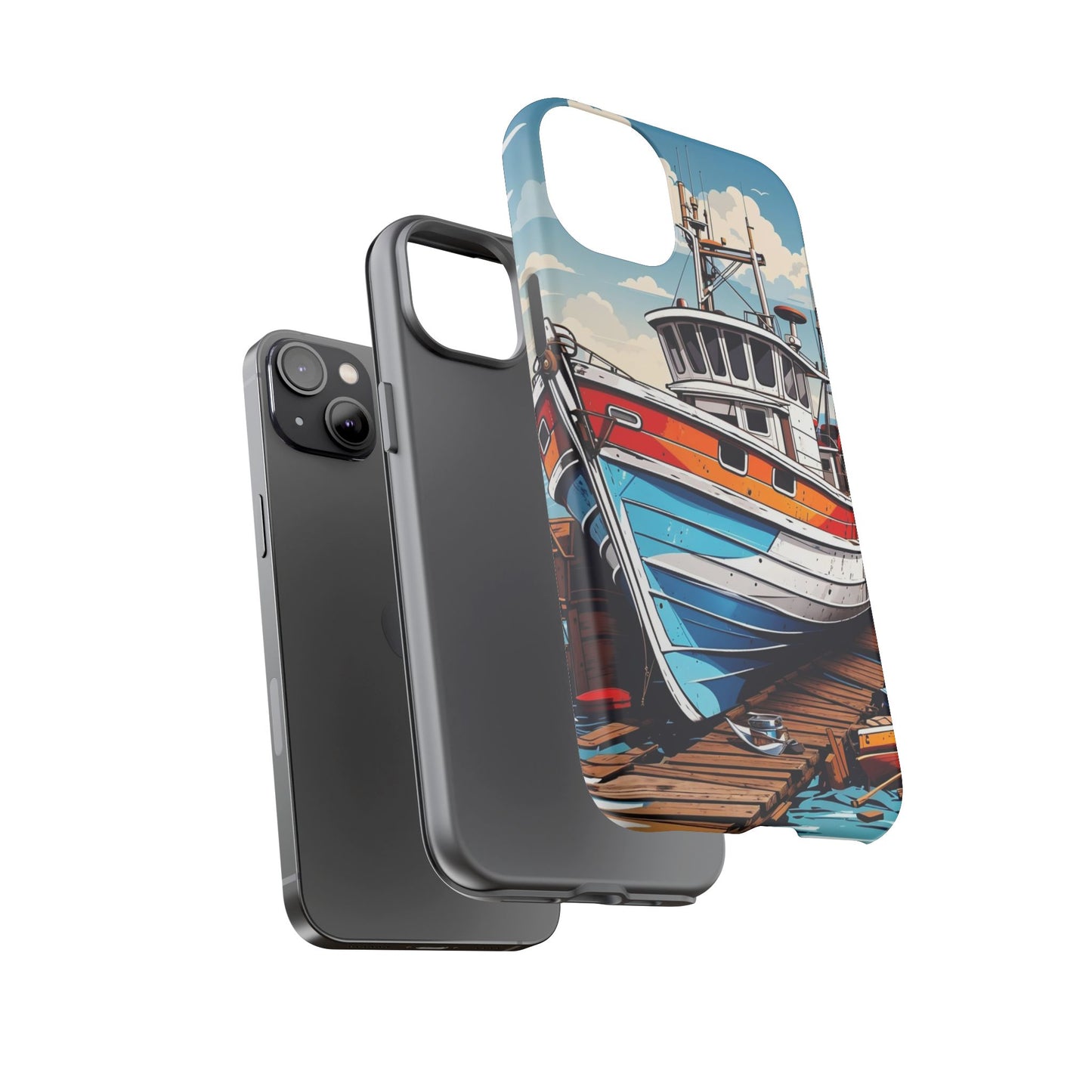 Colorful Fishing Boat Phone Case | Nautical Gift, Marine Design, Coastal Aesthetic, Summer Vibes, Sea Lover's Accessory