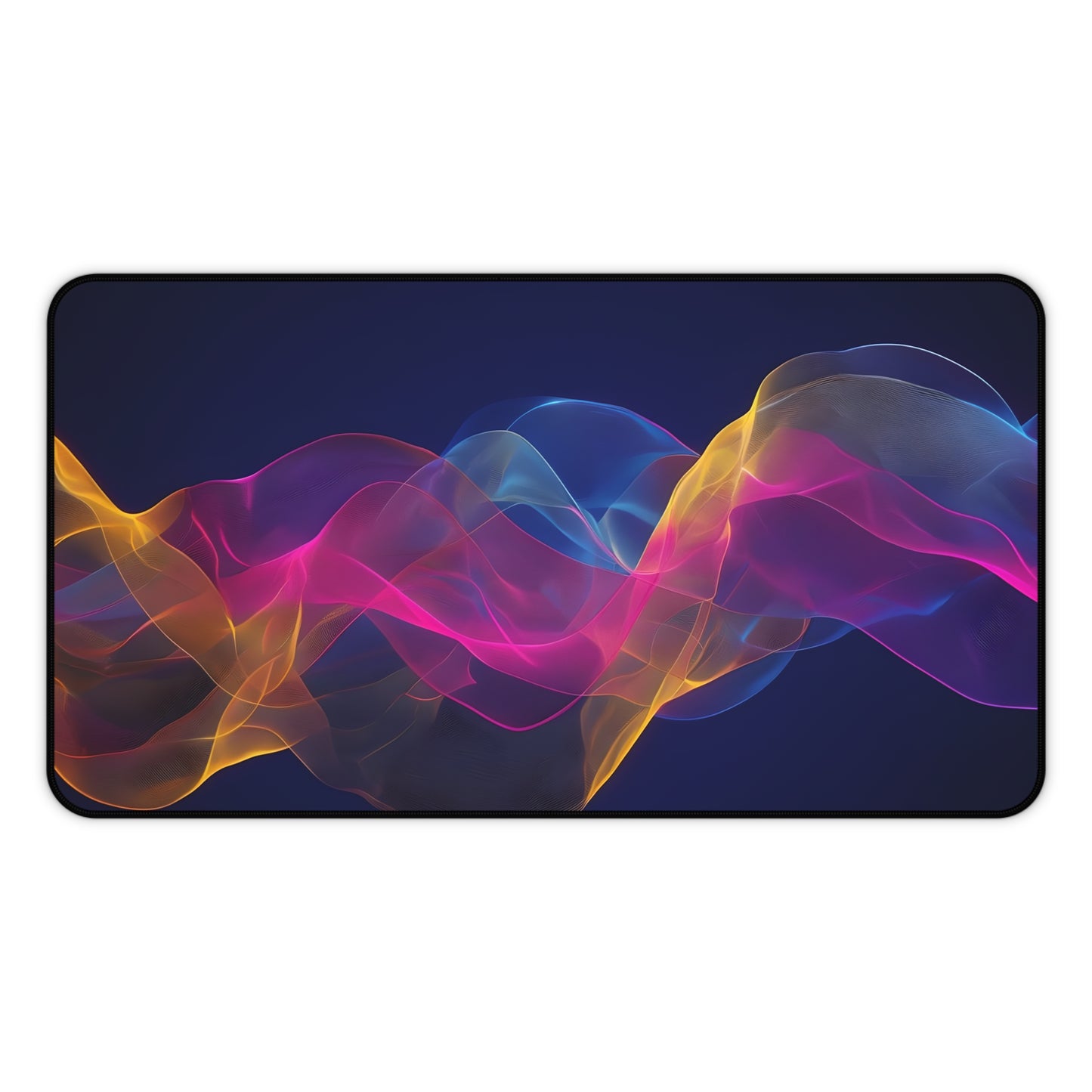Abstract Neon Wave Desk Mat — Colorful Smoke Mouse Pad for Office & Gaming