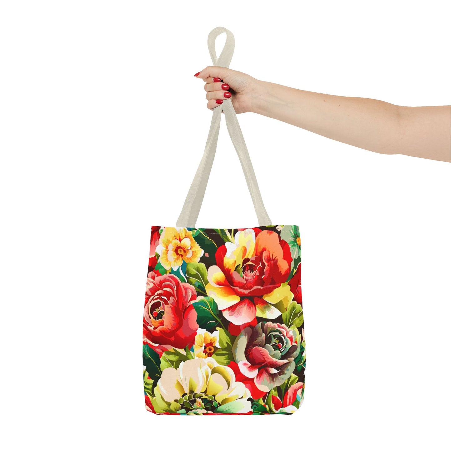 Floral Print Tote Bag - Colorful Reusable Shopping Bag Picnic Essential