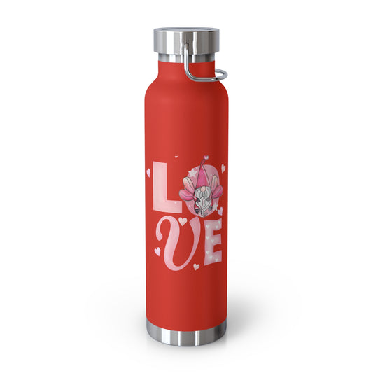 22oz Insulated Bottle — Red 'LOVE' Floral Valentine Water Bottle